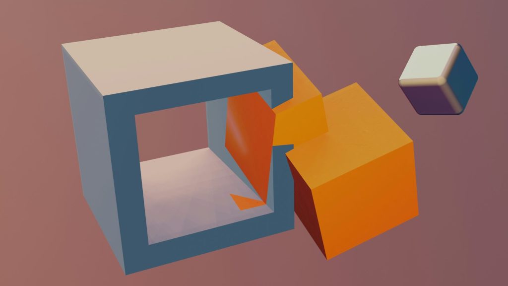 a computer generated image of a cube and a box